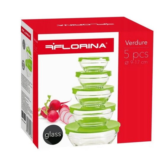 VERDURE stikla bļodu komplekts ar vākiem, 5gab